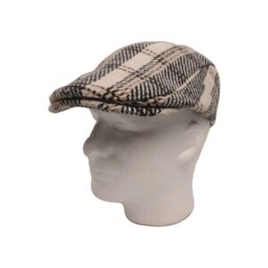 80s New York Wool/Poly Blend Plaid Newsboy HatCap Cabbie Ajustable 7'-8''#1556